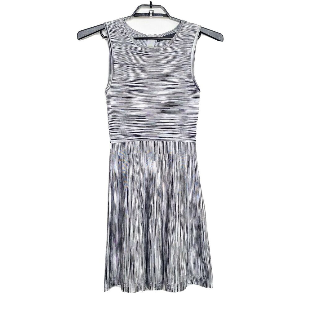 Karen Millen Grey Knit Striped Fit & Flare Dress